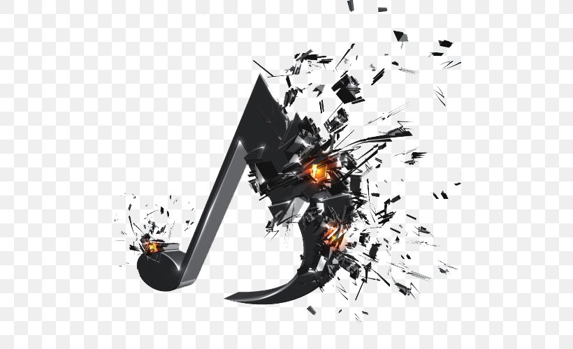 Musical Note 3D Computer Graphics Explosion, PNG, 500x500px, Watercolor, Cartoon, Flower, Frame, Heart Download Free