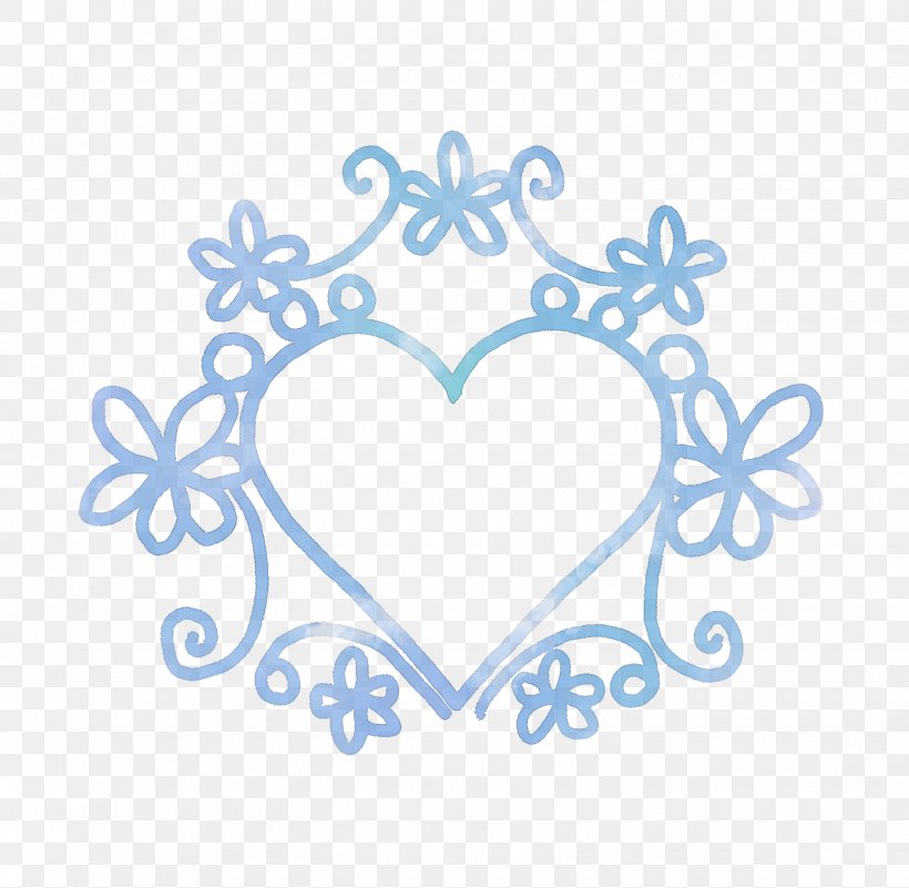 Blue Hand-painted Illustration Frame Heart And Flo, PNG, 1440x1407px, Watercolor, Cartoon, Flower, Frame, Heart Download Free