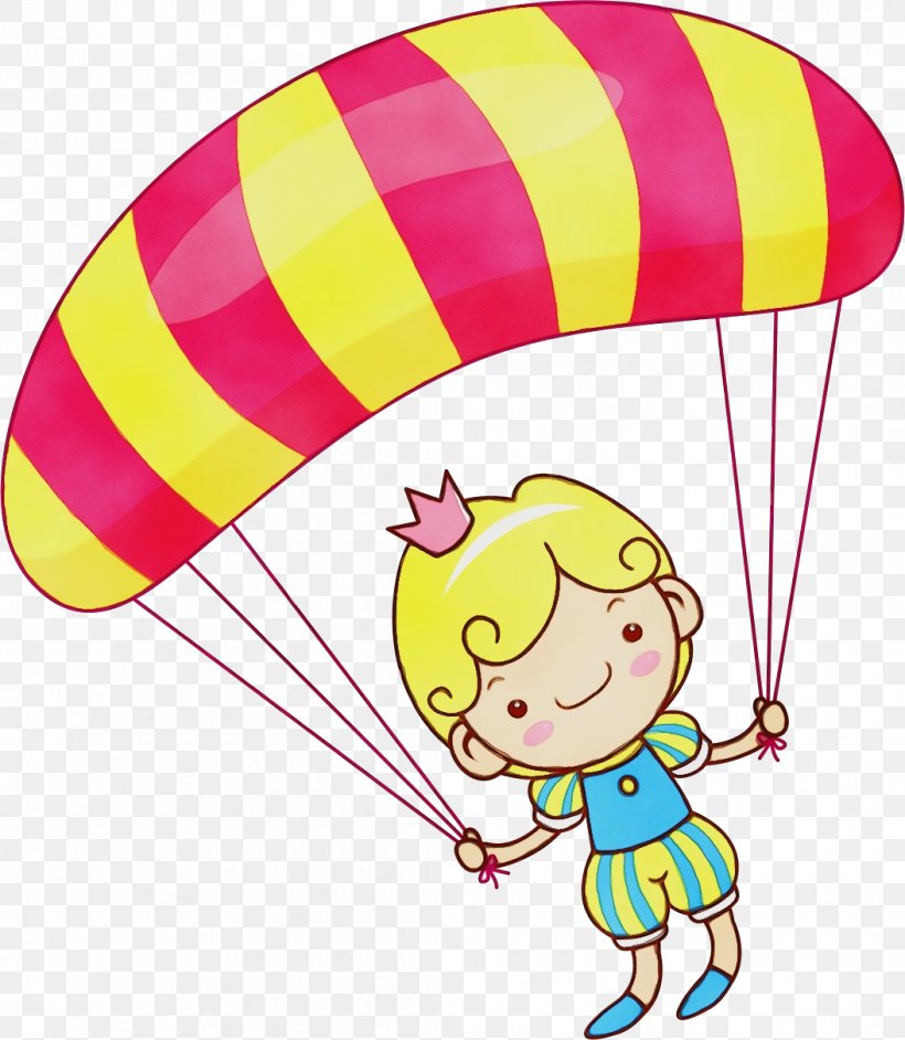 Parachute Yellow Line Pink Clip Art, PNG, 1054x1212px, Watercolor, Paint, Parachute, Parachuting, Pink Download Free