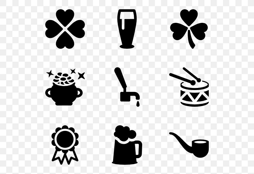 Saint Patrick's Day Ireland Computer Icons Clip Art, PNG, 600x564px, Ireland, Area, Black, Black And White, Brand Download Free