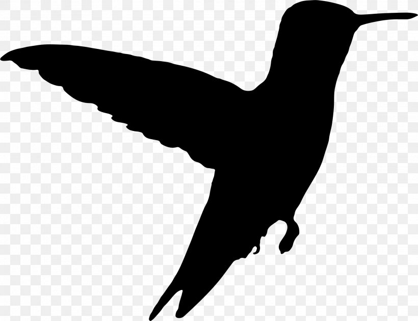 Hummingbird Silhouette Clip Art, PNG, 2286x1758px, Hummingbird, Animal, Beak, Bird, Black And White Download Free
