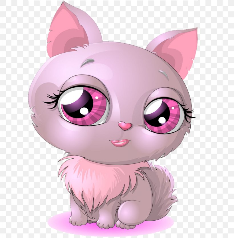 Pink Cat Kitten Clip Art, PNG, 1024x1045px, Watercolor, Cartoon, Flower, Frame, Heart Download Free