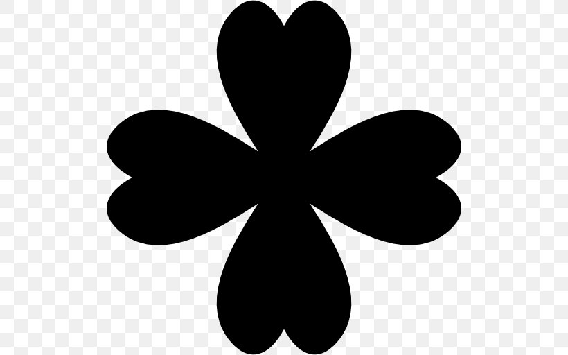 Four-leaf Clover Clip Art, PNG, 512x512px, Fourleaf Clover, Black And White, Clover, Flower, Geometric Shape Download Free
