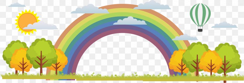 Rainbow Illustration, PNG, 2032x693px, Rainbow, Art, Color, Drawing, Grass Download Free