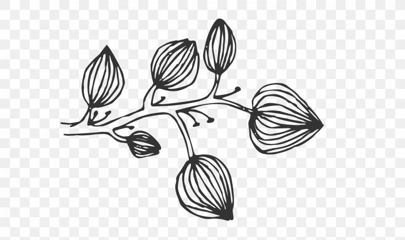 Flower Line Clipart., PNG, 1939x1150px, Flower, Black And White, Branch, Drawing, Flora Download Free