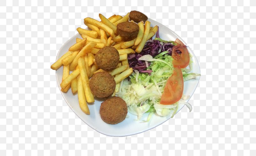 French Fries Full Breakfast Falafel Frikadeller Junk Food, PNG, 500x500px, French Fries, American Food, Breakfast, Cuisine, Dish Download Free