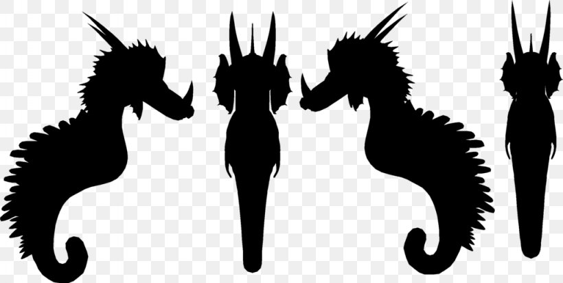 Seahorse Mammal Font Silhouette, PNG, 1024x515px, Seahorse, Blackandwhite, Fictional Character, Head, Horse Download Free