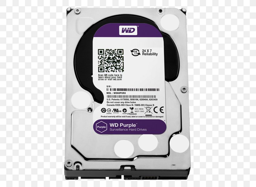 WD Purple SATA HDD Hard Drives Serial ATA Western Digital WD Purple 1TB Surveillance Hard Drive, PNG, 600x600px, Wd Purple Sata Hdd, Computer Component, Data Storage Device, Disk Storage, Electronic Device Download Free