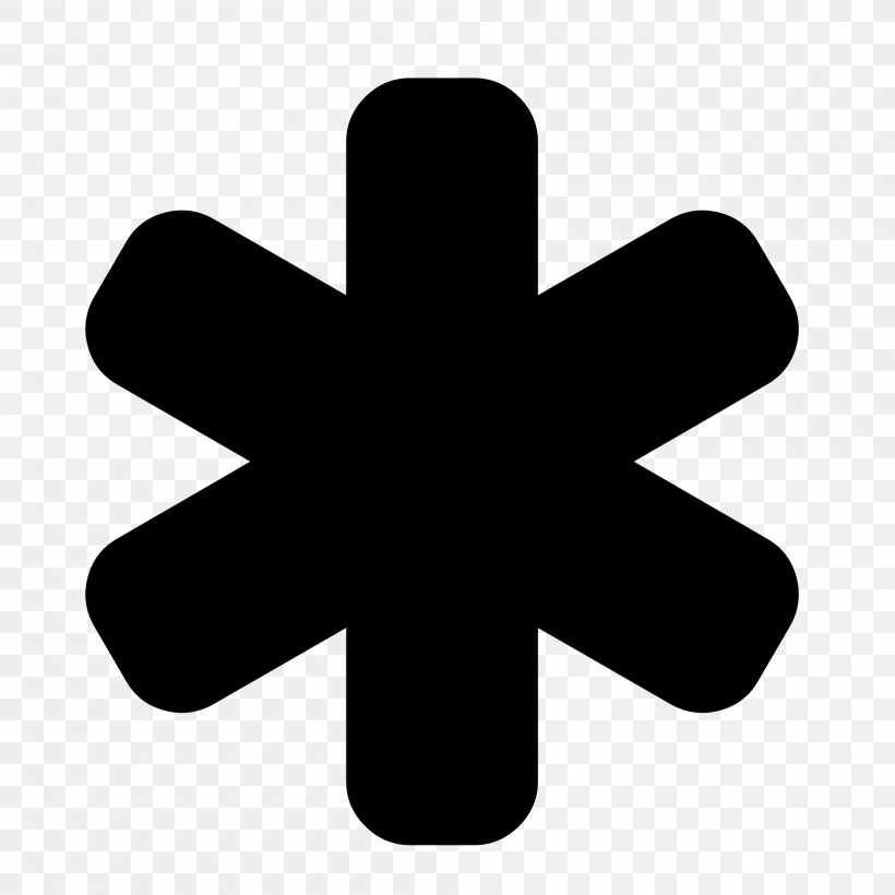 Asterisk Multiplication Sign Symbol Star, PNG, 2000x2000px, Asterisk, At Sign, Black And White, Font Awesome, Icon Design Download Free