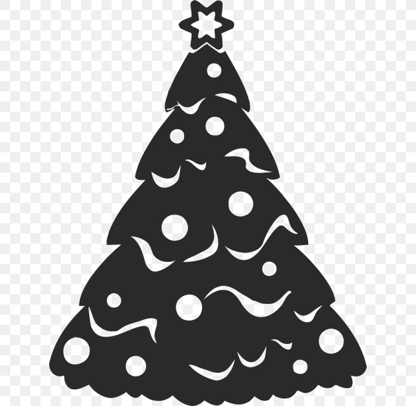 Christmas Tree Sticker Wall Decal, PNG, 800x800px, Christmas Tree, Black, Black And White, Christmas, Christmas Decoration Download Free