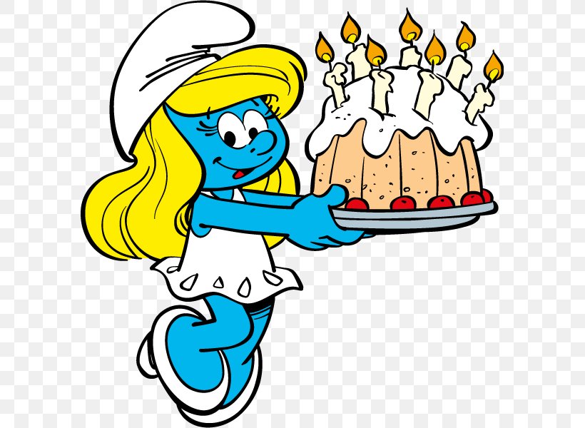Smurfette Birthday The Smurfs De Smurfen Greeting & Note Cards, PNG, 593x600px, Smurfette, Area, Art, Artwork, Birthday Download Free