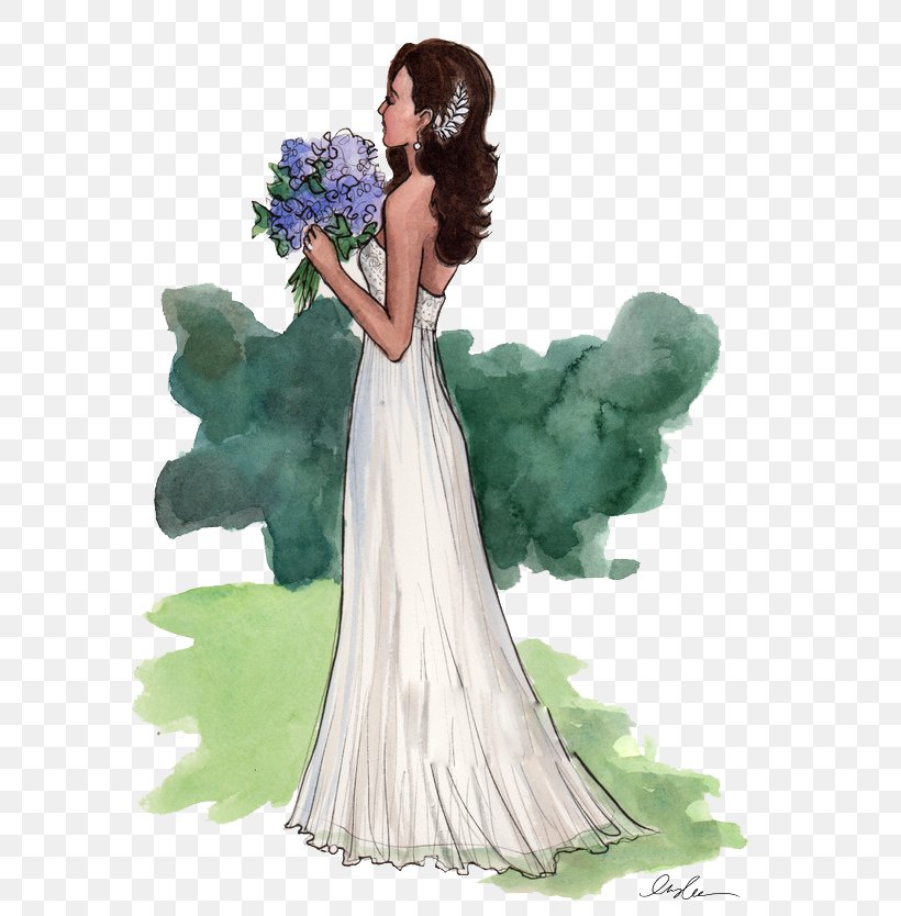 Wedding Dress Bride Illustration, PNG, 600x834px, Watercolor, Cartoon, Flower, Frame, Heart Download Free