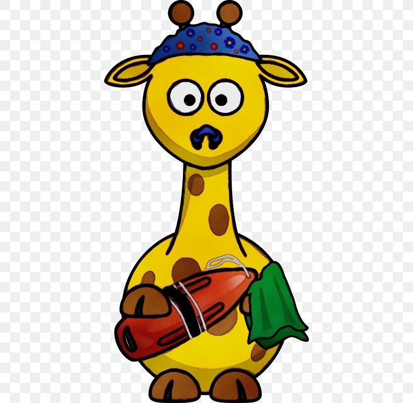 Giraffe Giraffidae Yellow Cartoon Clip Art, PNG, 800x800px, Watercolor, Cartoon, Fictional Character, Giraffe, Giraffidae Download Free