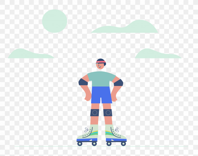 Roller Skating Sports Outdoor, PNG, 2500x1970px, Roller Skating, Cartoon, Equipment, Green, Joint Download Free