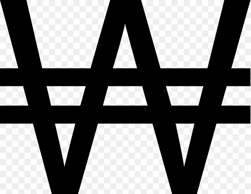 South Korean Won Won Sign Currency Symbol Euro Sign, PNG, 2000x1550px, South Korean Won, Black, Black And White, Brand, Currency Download Free