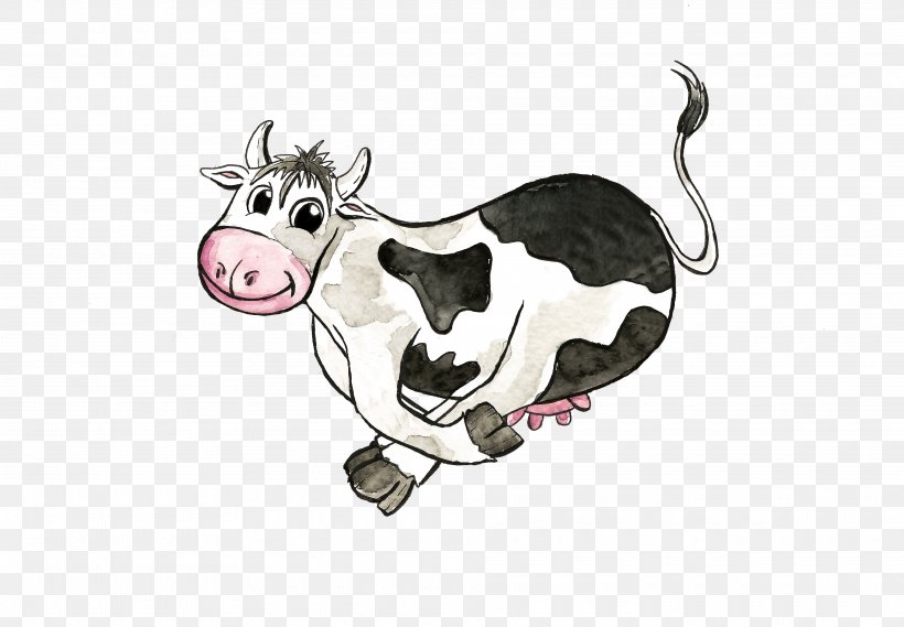 Cattle Illustration Pig Watercolor Painting Sketch, PNG, 3840x2666px, Cattle, Animal, Animal Figure, Behance, Carnivoran Download Free
