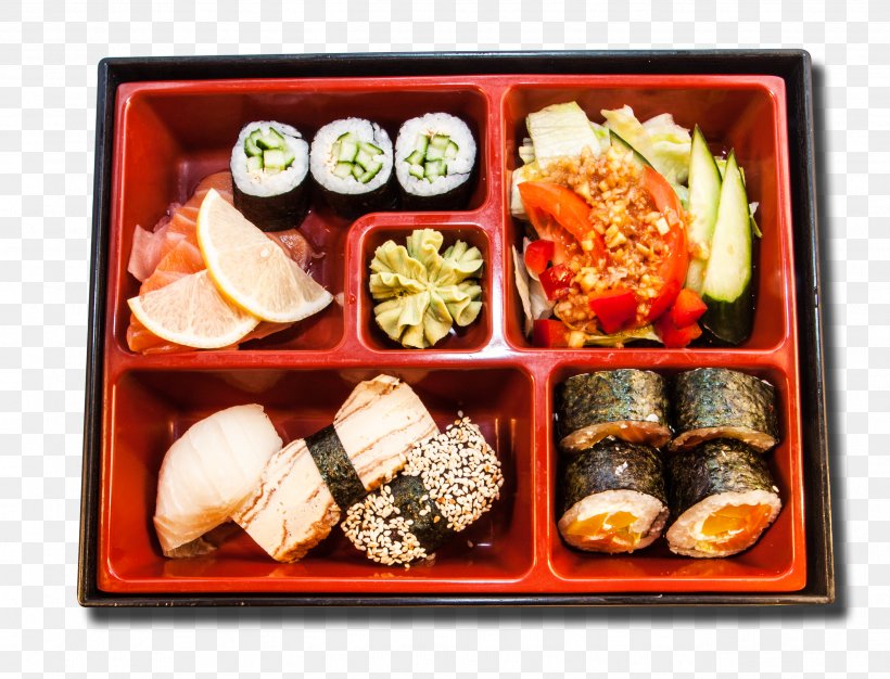 Tasku Centre Japanese Cuisine Bento Sushi Makunouchi, PNG, 2593x1981px, Tasku Centre, Appetizer, Asian Food, Bento, California Roll Download Free