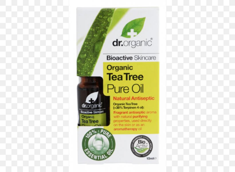 Dr. Organic Tea Tree Pure Oil 10 Ml Tea Tree Oil Organic Food Essential Oil, PNG, 600x600px, Tea Tree Oil, Almond Oil, Argan Oil, Cleanser, Essential Oil Download Free