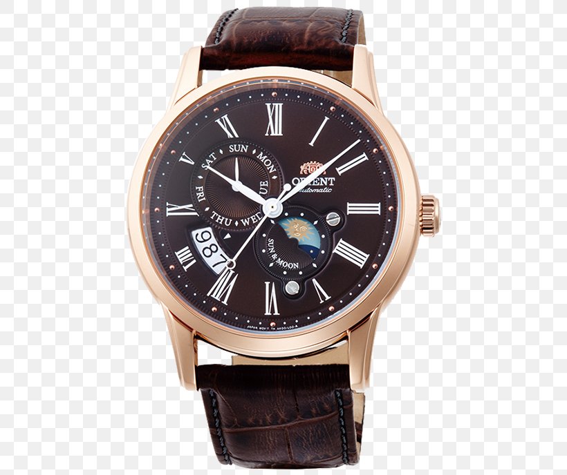Orient Watch Automatic Watch Mechanical Watch Moon, PNG, 470x688px, Orient Watch, Automatic Watch, Brand, Brown, Chronograph Download Free