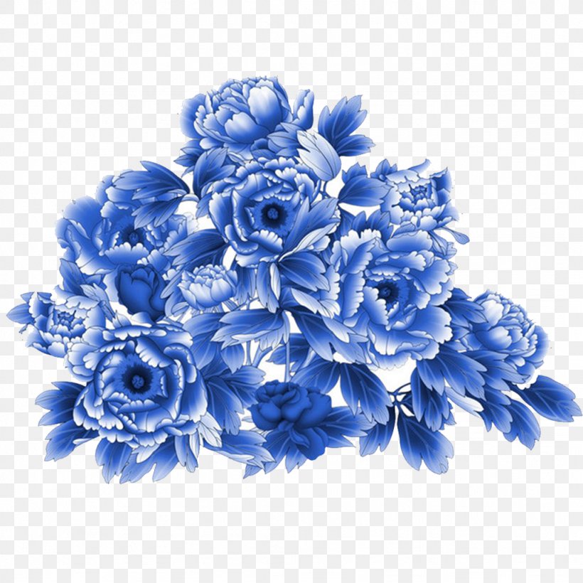 Moutan Peony Blue And White Pottery Illustration, PNG, 1024x1024px, Moutan Peony, Artificial Flower, Birdandflower Painting, Blue, Blue And White Pottery Download Free