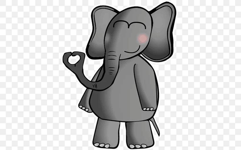 Indian Elephant African Elephant Clip Art, PNG, 512x512px, Indian Elephant, African Elephant, Black And White, Cartoon, Character Download Free