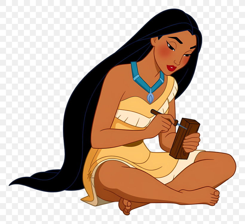 Princess Pocahontas - Calm Seated Woman Carving PNG