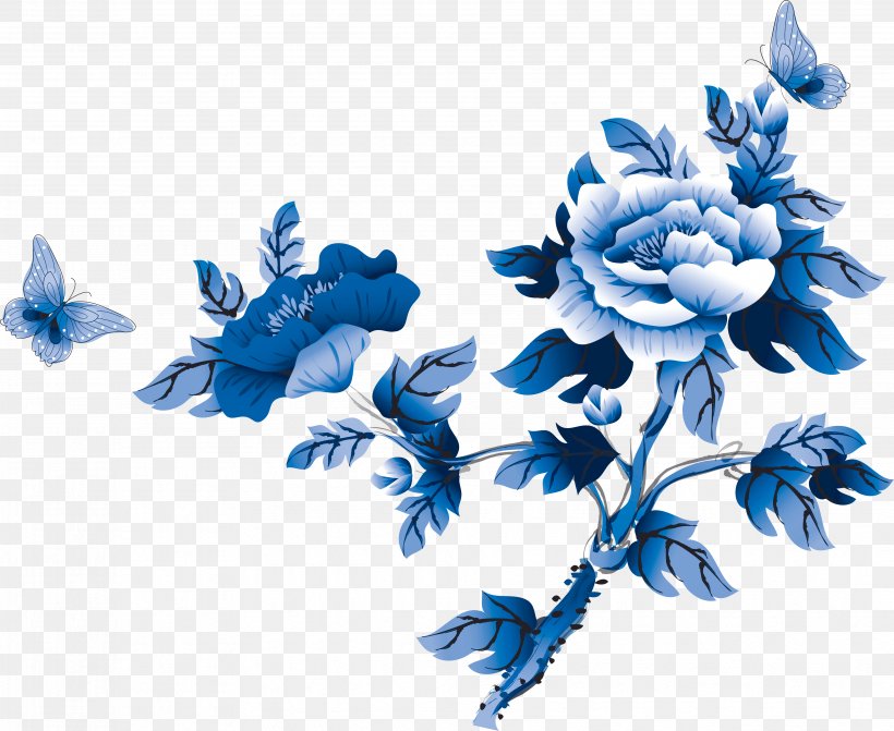 Flower Chinese Painting Wallpaper, PNG, 3923x3213px, Flower, Art, Blue, Chinese Painting, Cut Flowers Download Free