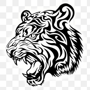 Tiger Logo - Tiger Face In Tribal Art Style PNG