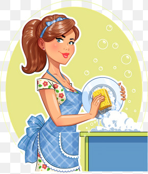 Woman - Retro Woman Washing Dishes PNG