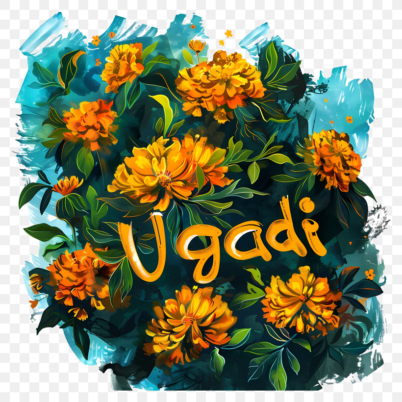 Happy Ugadi - Marigold Flowers For Ugadi PNG