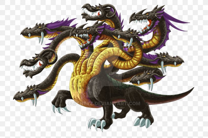 Lernaean Hydra Legendary Creature Dragon, PNG, 900x600px, Lernaean Hydra, Art, Dragon, Drawing, Fictional Character Download Free
