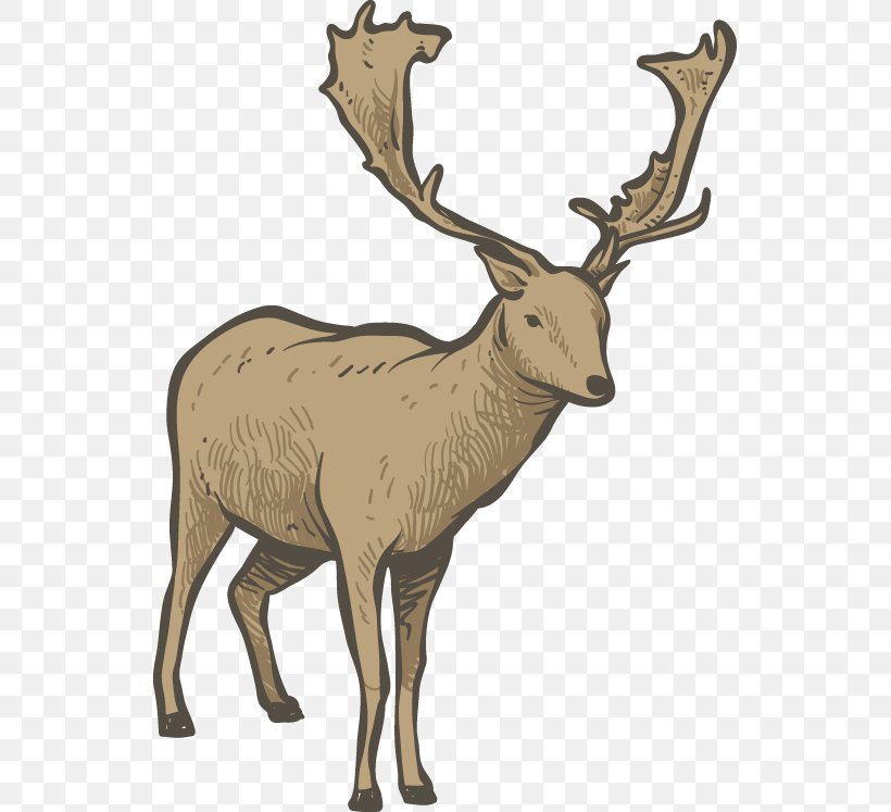Reindeer Elk Red Deer, PNG, 537x747px, Reindeer, Animation, Antler, Cartoon, Christmas Download Free