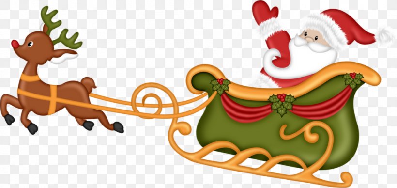 Reindeer Santa Claus Sled Clip Art, PNG, 1055x500px, Reindeer, Christmas, Christmas Decoration, Christmas Ornament, Deer Download Free