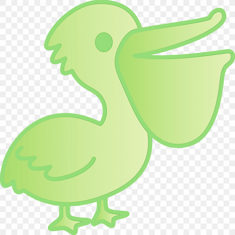 Green Cartoon Bird Beak, PNG, 3000x3000px, Pelican, Beak, Bird, Cartoon, Green Download Free