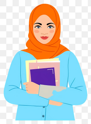 Muslim Woman Holding Book - Woman With Hijab Holding Books PNG