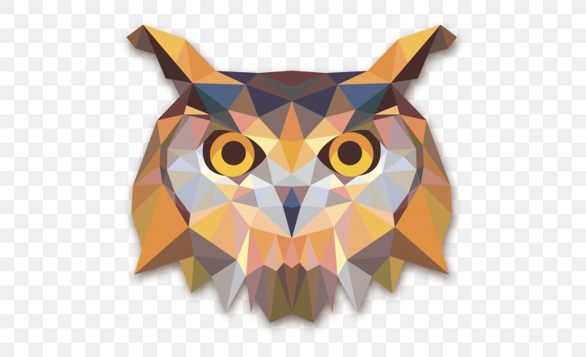 Owl Geometry Triangle Polygon Bird, PNG, 500x500px, Owl, Animal, Art Paper, Beak, Bird Download Free