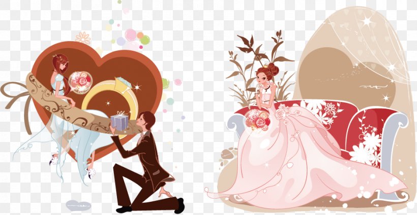 Marriage Proposal Cartoon Significant Other Bridegroom Kneeling, PNG, 941x487px, Marriage Proposal, Bride, Bridegroom, Cartoon, Gift Download Free