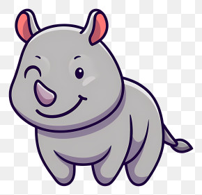 Winking Rhino Cartoon PNG