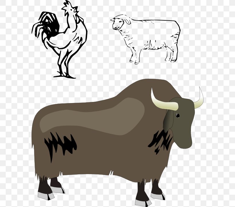 Domestic Yak Bison Clip Art, PNG, 600x723px, Domestic Yak, Animation, Bison, Black And White, Bull Download Free