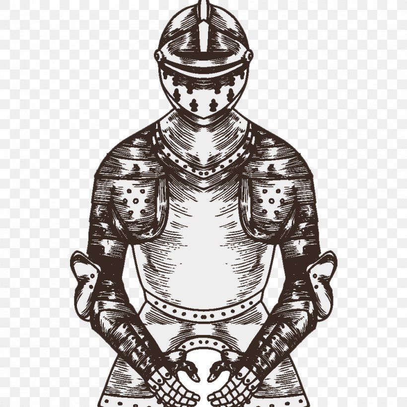 Middle Ages Knight Chivalry, PNG, 1000x1000px, Middle Ages, Art, Black And White, Chivalry, Drawing Download Free