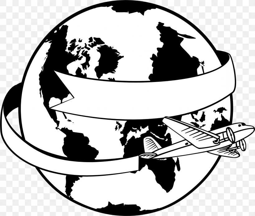 Earth Airplane Globe Clip Art, PNG, 2357x1992px, Earth, Airplane, Artwork, Banner, Black And White Download Free