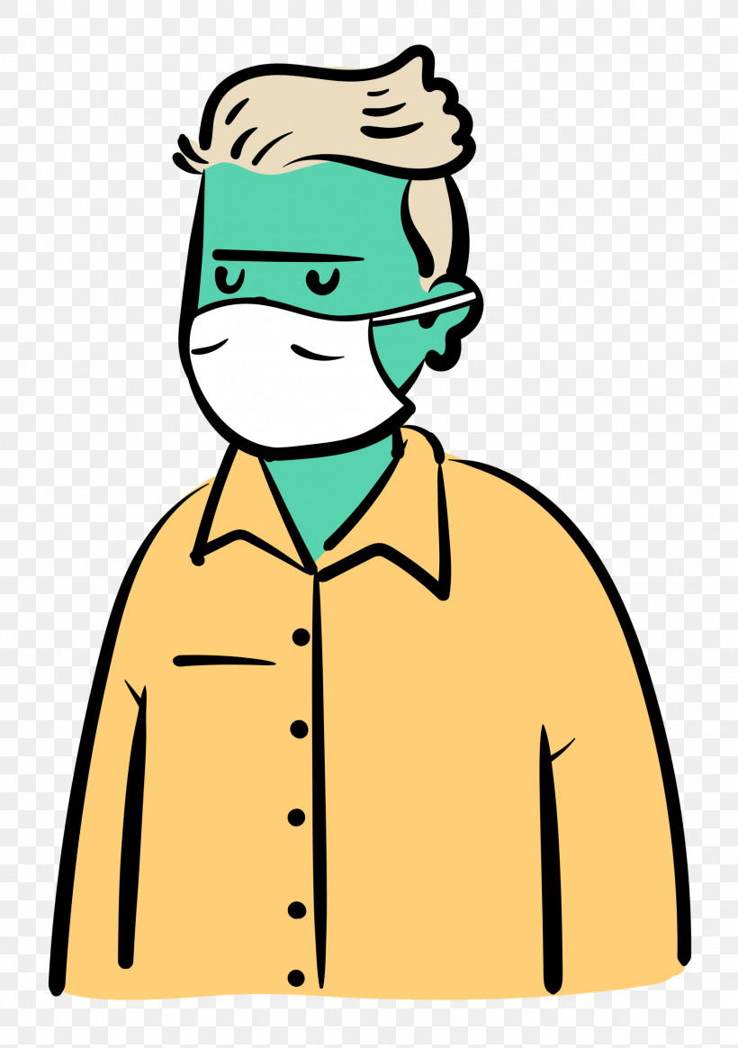 Man Medical Mask Coronavirus, PNG, 1761x2500px, Man, Cartoon, Character, Coronavirus, Happiness Download Free