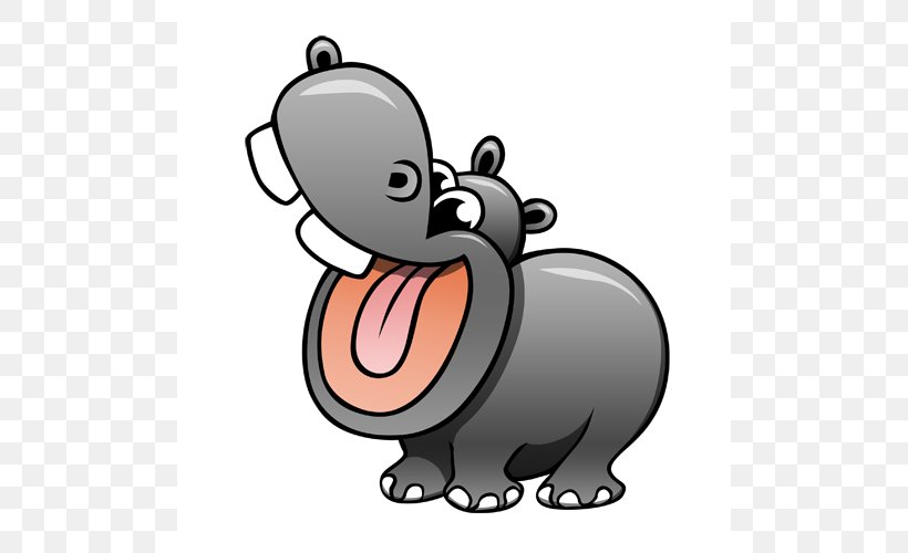 Hippopotamus Cartoon Drawing Clip Art, PNG, 500x500px, Hippopotamus, Animation, Bear, Carnivoran, Cartoon Download Free