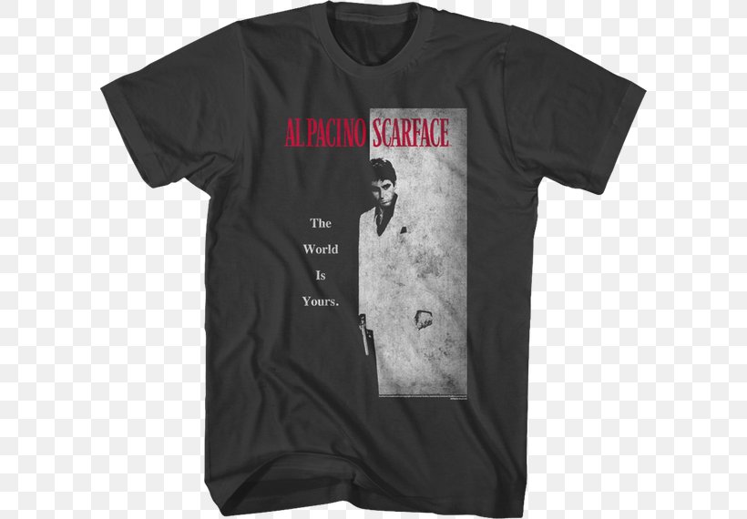 T-shirt Tony Montana Clothing Scarface: The World Is Yours, PNG, 600x570px, Tshirt, Active Shirt, Al Pacino, Black, Brand Download Free