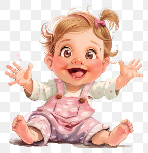 Baby Girl - Happy Baby Girl With Open Arms PNG