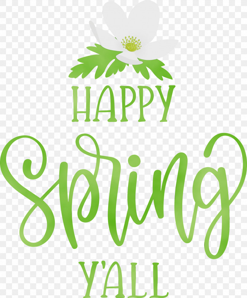 Floral Design, PNG, 2487x3000px, Happy Spring, Floral Design, Green, Leaf, Logo Download Free