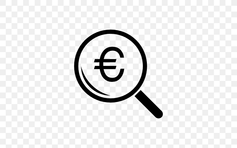 Magnifying Glass Euro Sign, PNG, 512x512px, Magnifying Glass, Area, Brand, Euro, Euro Sign Download Free