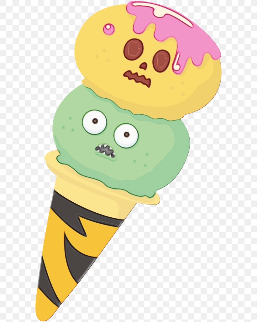 Cartoon Ice Cream Cone Food Sorbetes, PNG, 596x1028px, Watercolor, Cartoon, Food, Ice Cream Cone, Paint Download Free