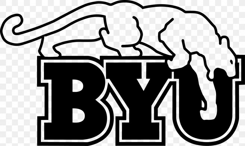 Brigham Young University BYU Cougars Football Clip Art Black And White Logo, PNG, 1600x955px, Watercolor, Cartoon, Flower, Frame, Heart Download Free