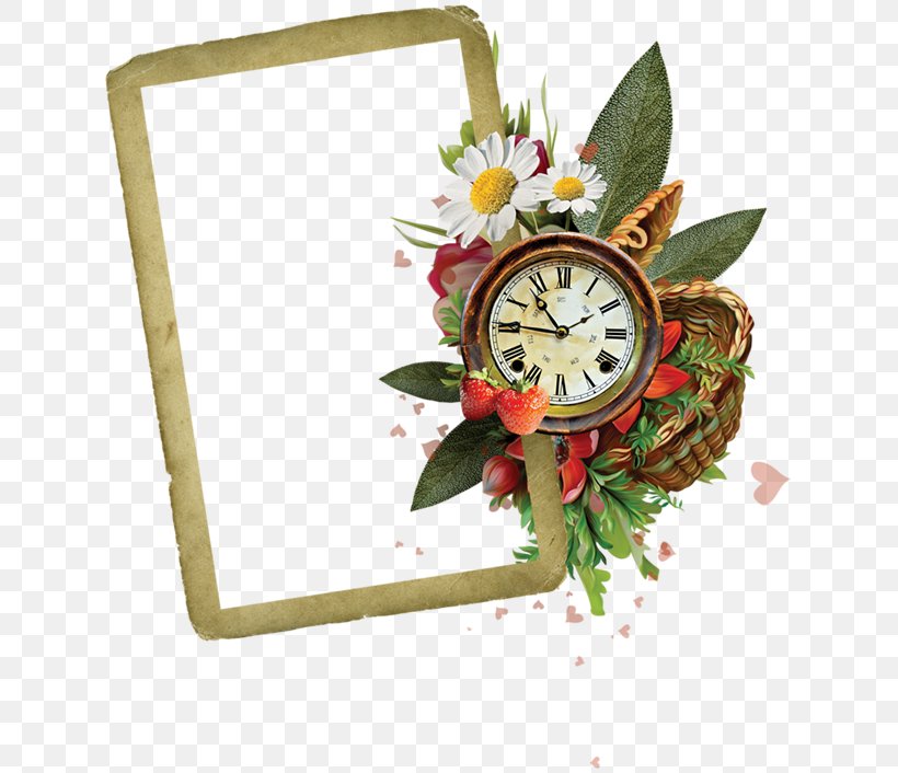 Clock Picture Frames Clip Art, PNG, 635x706px, Clock, Basket, Cut Flowers, Digital Photo Frame, Drawing Download Free